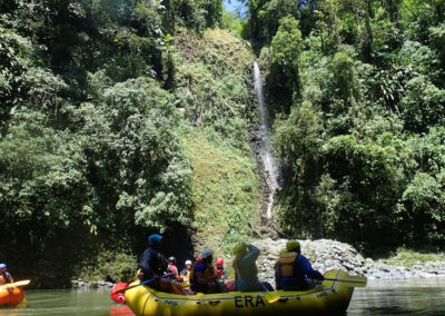 Enjoying the waterfalls on the Jondachi Hollin River Ecuador