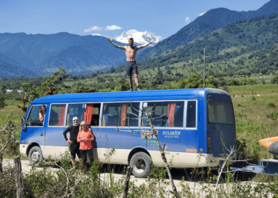 Bus with Ben Antisana on top - Endless River Adventures